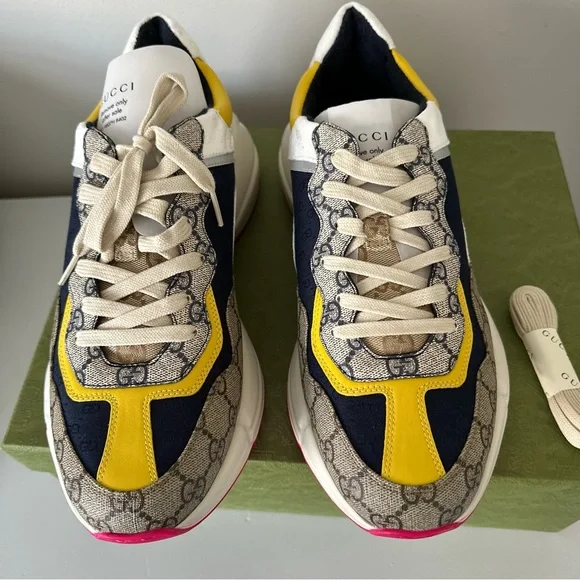 NIB Gucci MENS GG Supreme Rhyton Canvas Sneakers UK 11 - Picture 4 of 8